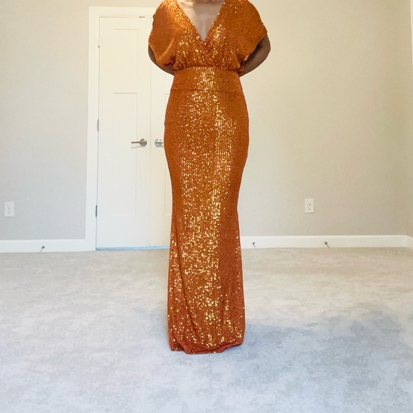 Rust Kimono Sleeve Maxi Occassion Dress - Picture 8 of 16